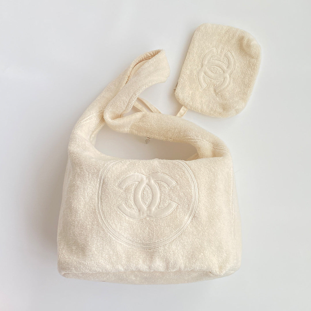 Chanel Women's CoCo Beach Collection Cotton Beach Bag Logo Solid Color Tote Bag Bags AAA938-B20128-10800 #81285