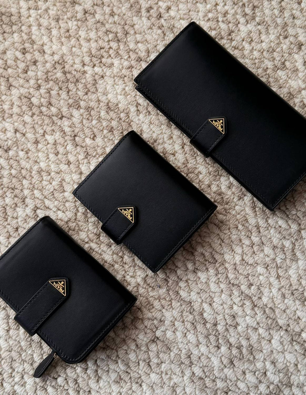 Prada Men's Triangle Logo Black Leather Coin Purse Card Case Bag Bags #75361
