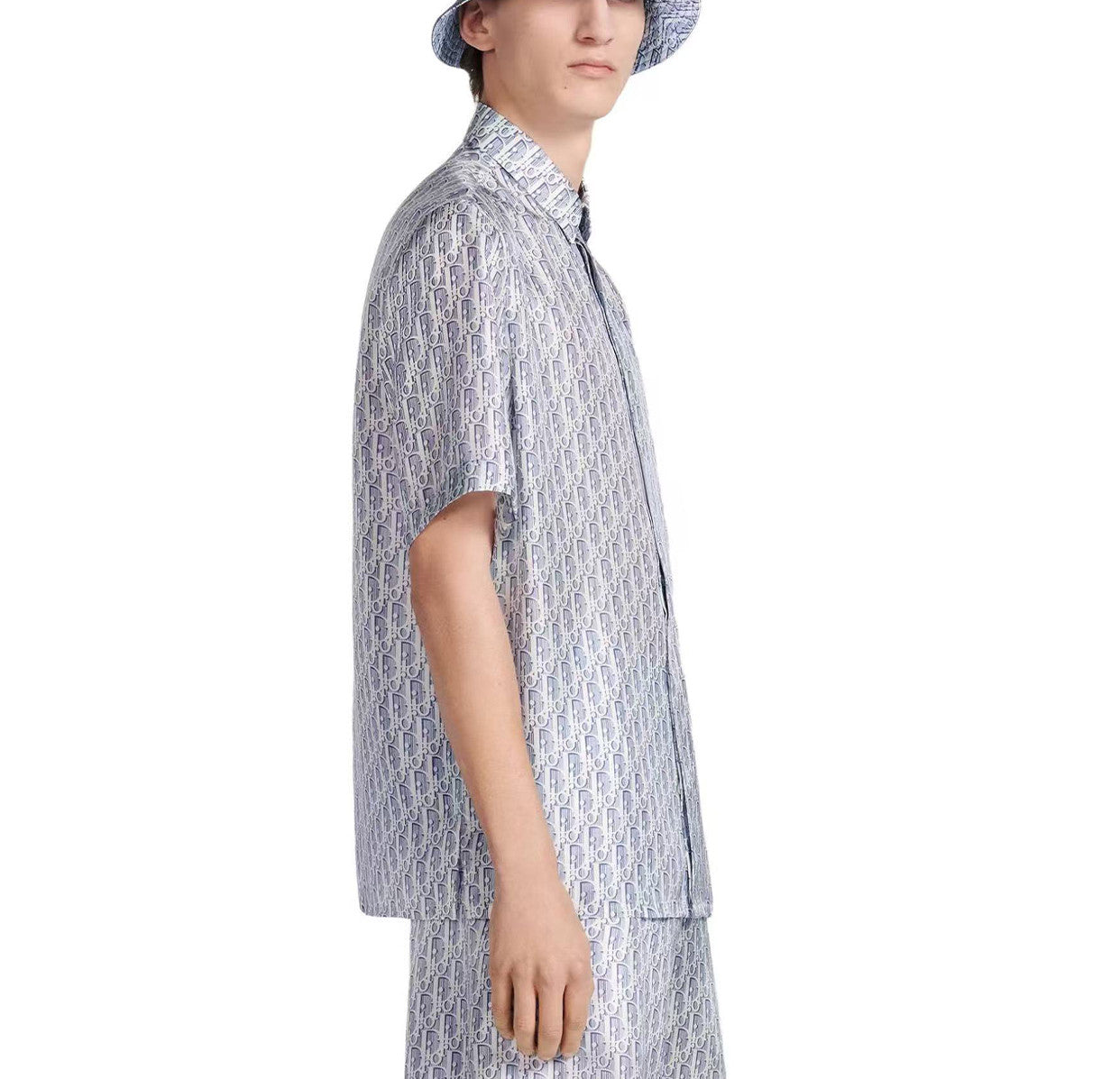 Dior Men's Spring And Summer Full Dblique Printing Logo Shirt Straight Shorts Casual Suit Set #77619
