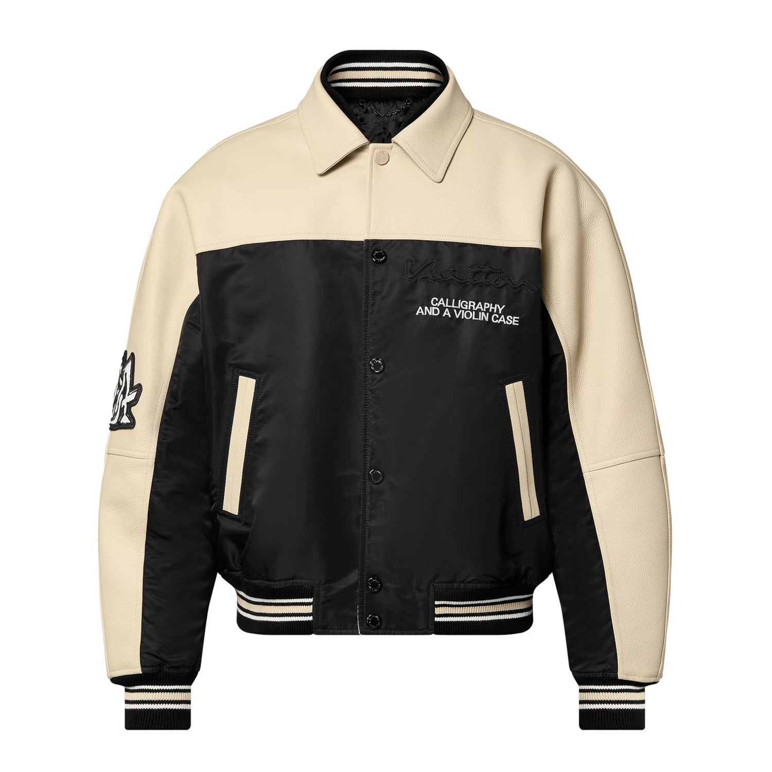 Louis Vuitton Men's Autumn Single Breasted Leather And Nylon Blouson Jacket #72784