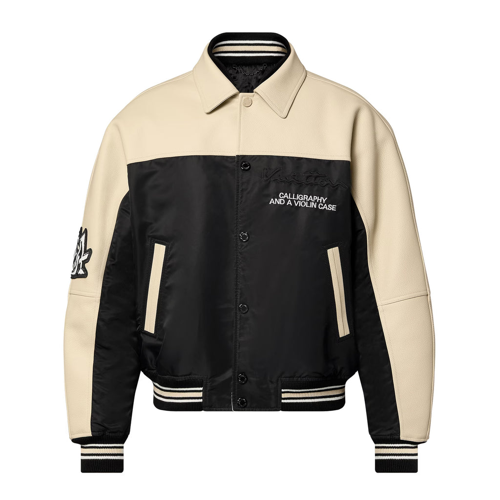 Louis Vuitton Men's Autumn Single Breasted Leather And Nylon Blouson Jacket #72784