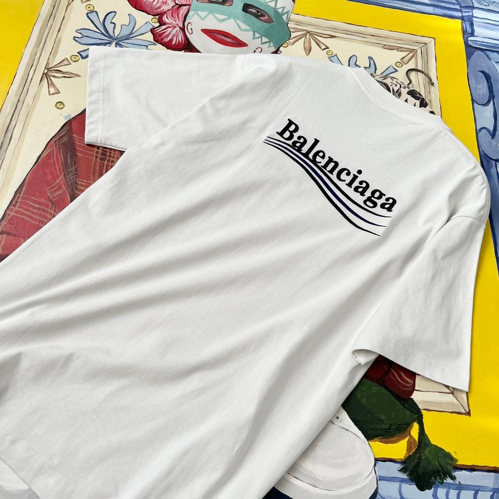 Balenciaga Men's Women's Summer Letter Printed Round Neck Solid Color Cotton Loose Short Sleeve T-Shirt #71584