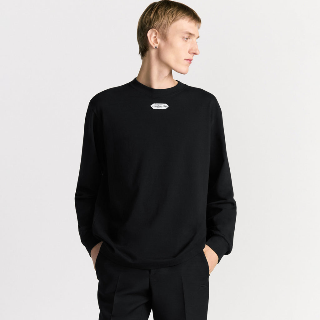 Dior Men's Spring/Fall Fashion Casual Solid Color Crew Neck Loose Fit Long Sleeve Cotton Plain Weave Knit Fabric Long Sleeve Sweatshirt #78565