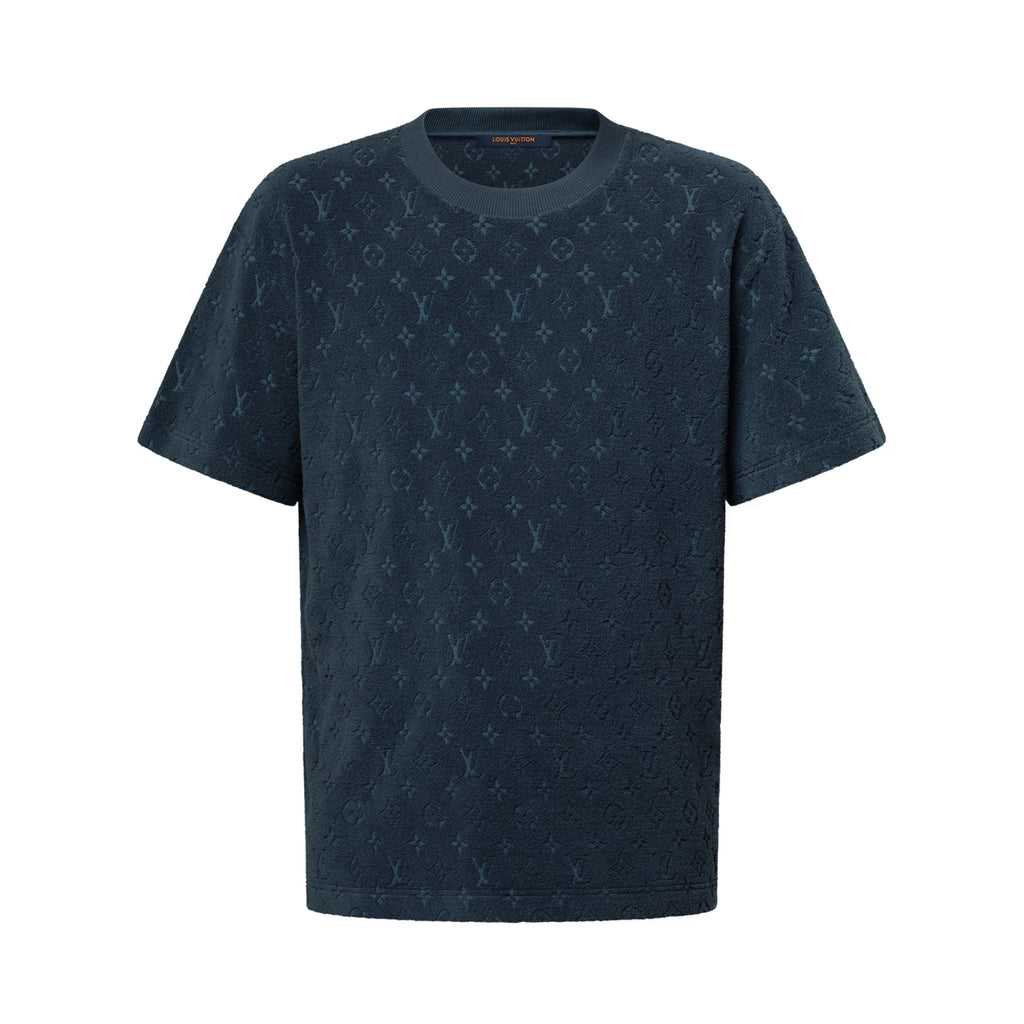 Louis Vuitton Men's Summer Solid Color Letter Print Terry Fabric Crew Neck Short Sleeve T-Shirt #77882