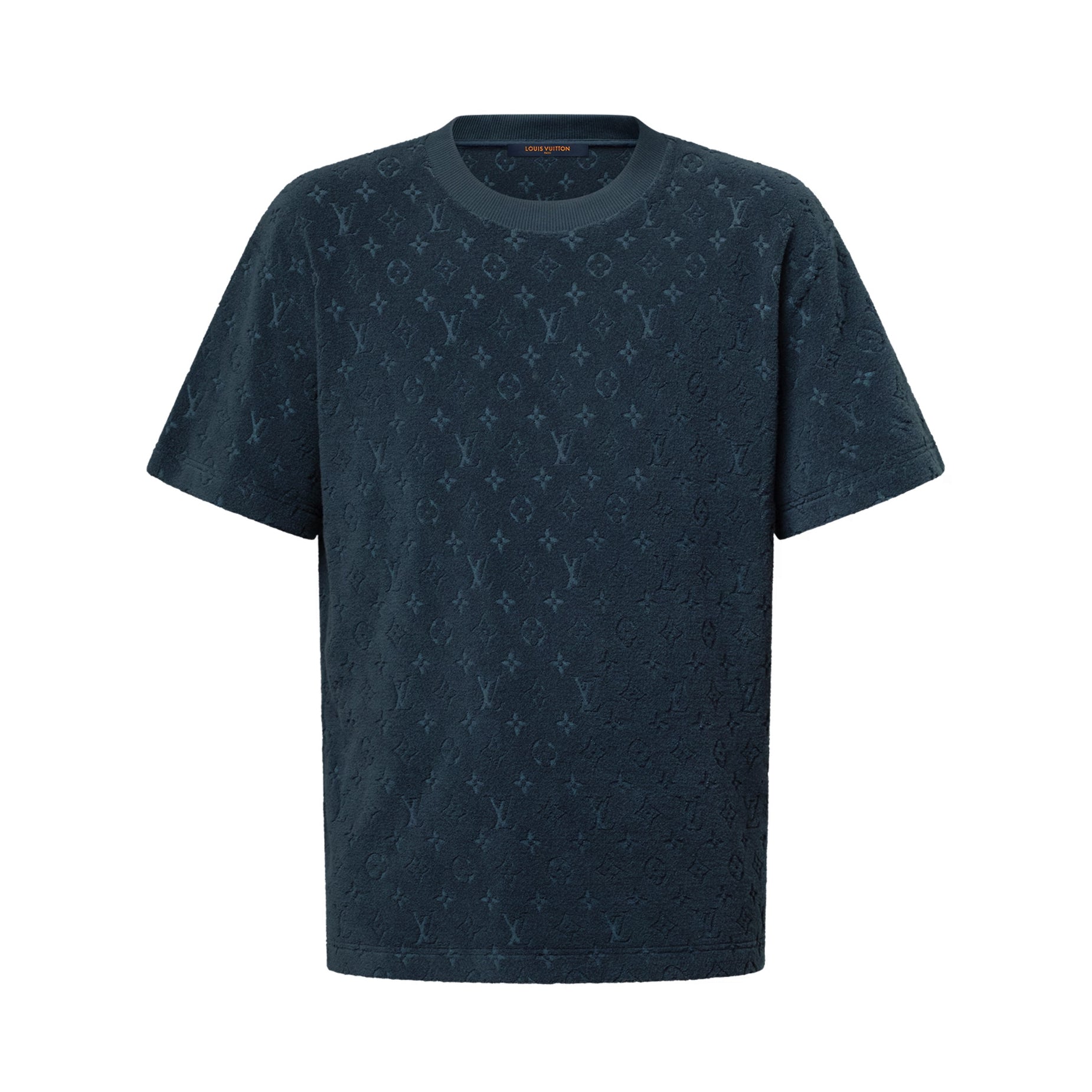Louis Vuitton Men's Summer Solid Color Letter Print Terry Fabric Crew Neck Short Sleeve T-Shirt #77882