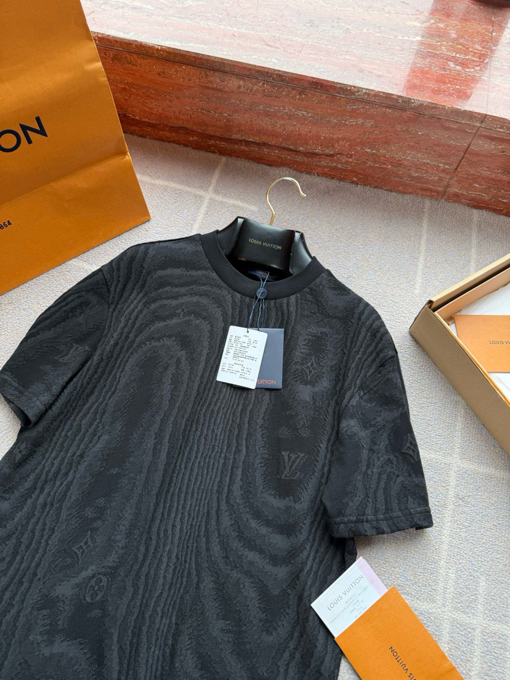 Louis Vuitton Men's Summer Solid Color Wood Grain Print Round Neck Cotton Short Sleeve T-Shirt #77366