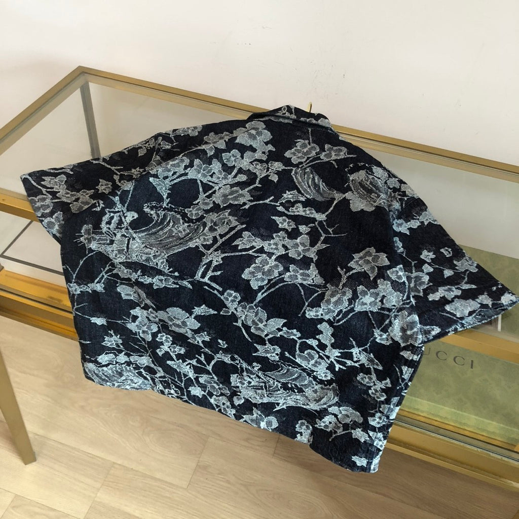 Louis Vuitton Men's Summer Botanical Print Full Print Lapel Single Breasted Short Sleeve Shirt Button Down Shorts Suit Set #99966