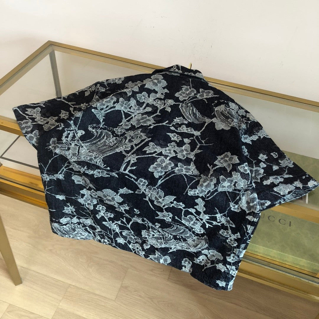 Louis Vuitton Men's Summer Botanical Print Full Print Lapel Single Breasted Short Sleeve Shirt Button Down Shorts Suit Set #99966