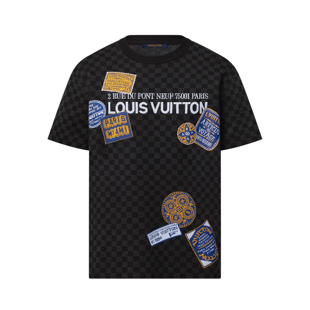 Louis Vuitton Men's Summer Graphic Printed Crew Neck Knit Short Sleeve T-Shirt #76454