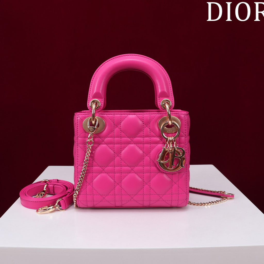 Dior Lady Women's Solid Color Metal Pendant Removable Chain Shoulder Strap Wicker Pattern Sheepskin Leather Single Shoulder Crossbody Handbag Bag Bags #77461