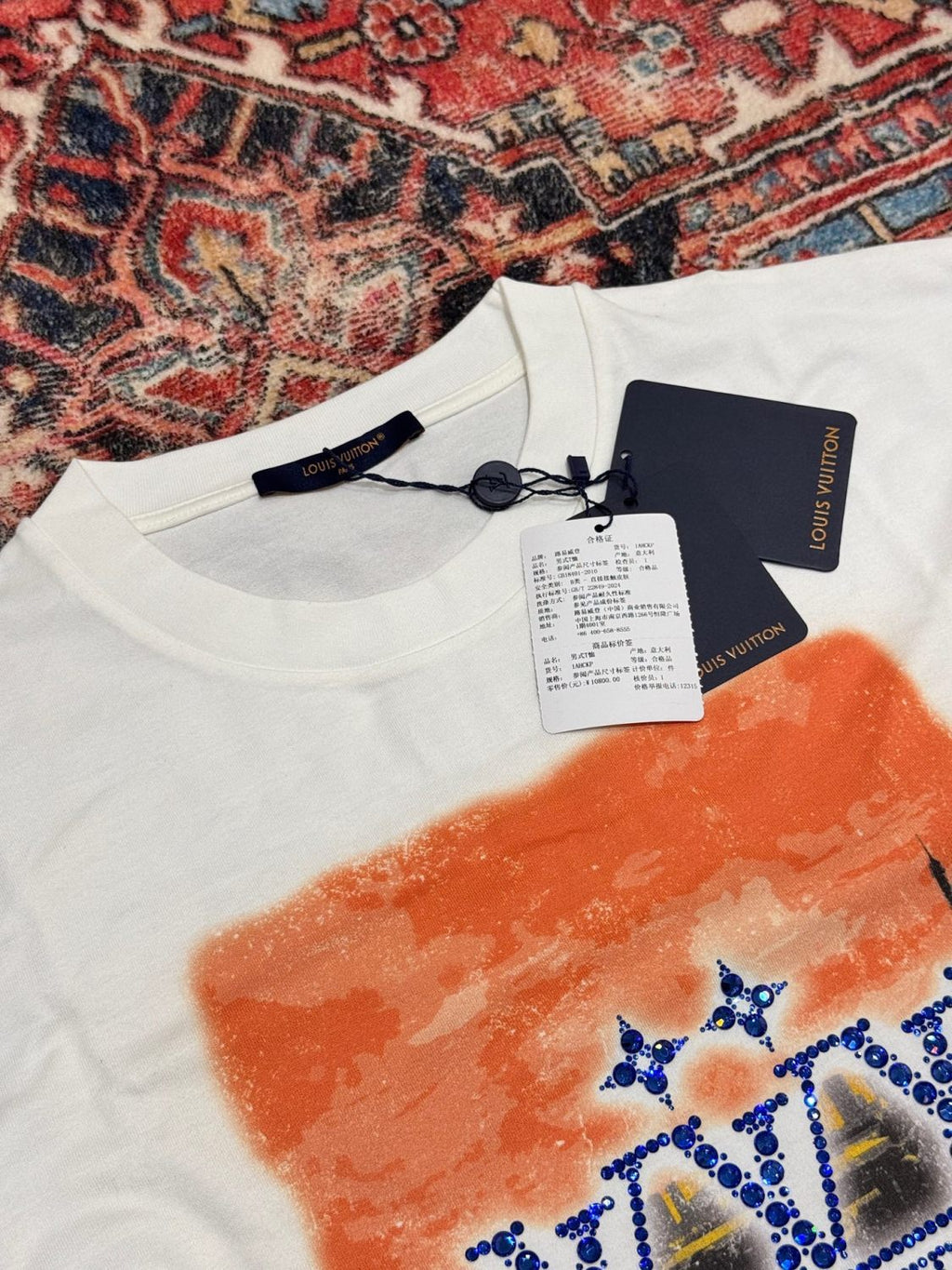Louis Vuitton Men's Summer Embellished Graphic Cotton Crew Neck Short Sleeve T-Shirt #71829