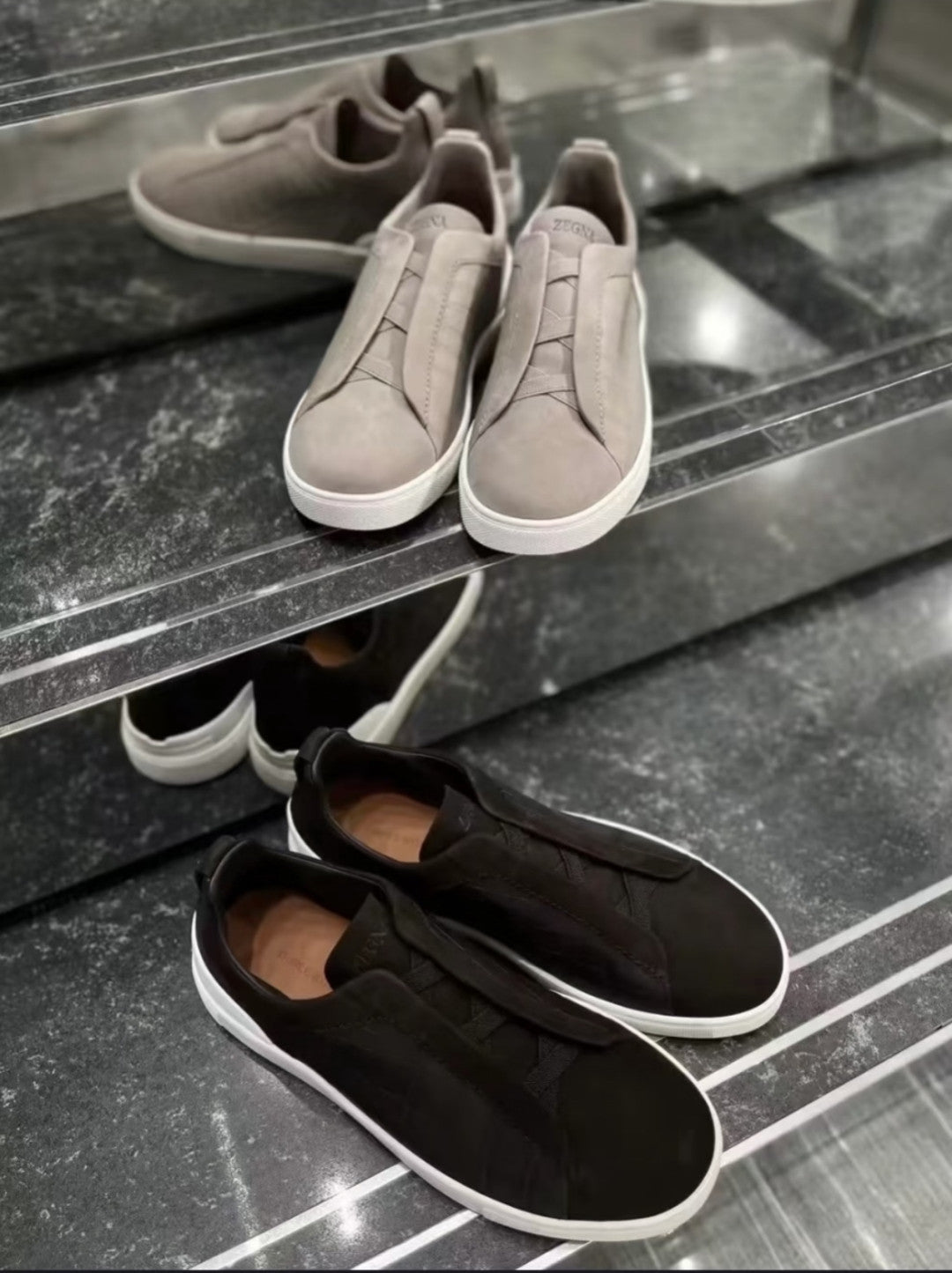 Ermenegildo Zegna Men's Fashion Classic Round Toe Slip On Flat Low Top Crocodile Leather Suede Patchwork Luxury Business Casual Shoes #79375