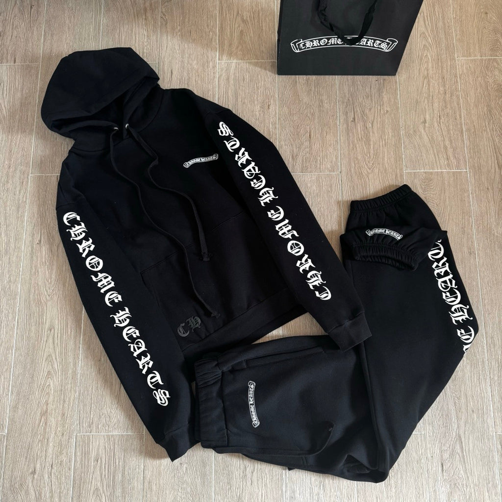 Chrome Hearts Sanskrit Letters on the Side Jacket Hooded Sweatshirt Pants #375726