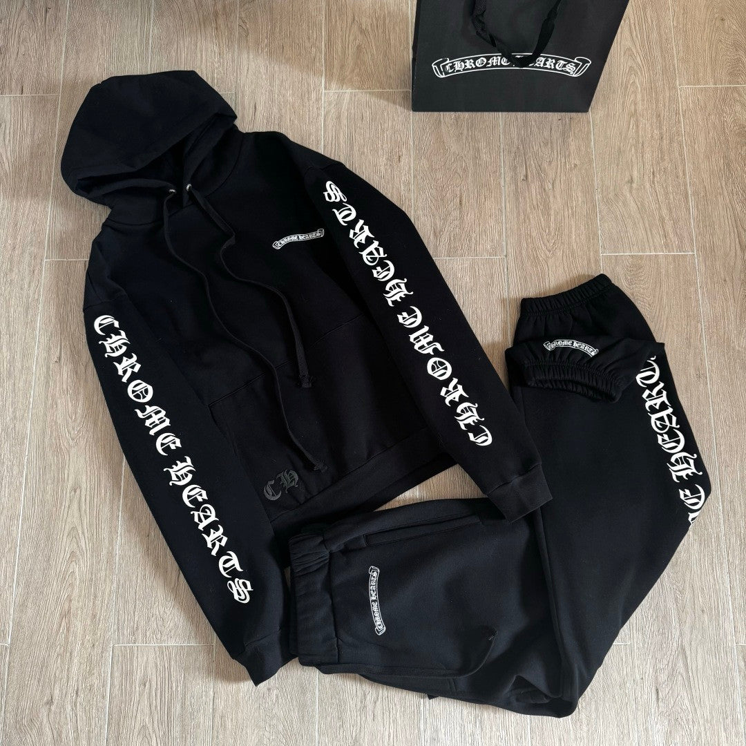 Chrome Hearts Sanskrit Letters on the Side Jacket Hooded Sweatshirt Pants #375726