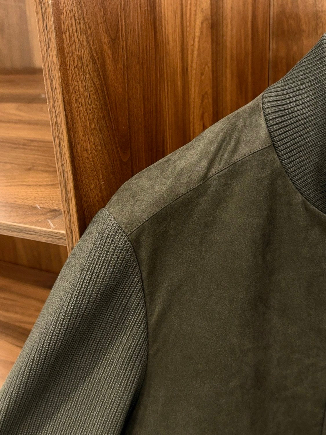 Loro Piana Men's Fall/Winter Fashion Casual Crew Neck Single Button Suede Velvet Patchwork Wool Knit Stand Collar Jacket #79222