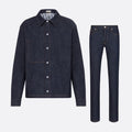Dior Men's Spring and Autumn Printed Blend Long Sleeve Denim Shirt Jacket Slim Cropped Mid-Rise Jeans Pants Suit Set #97916