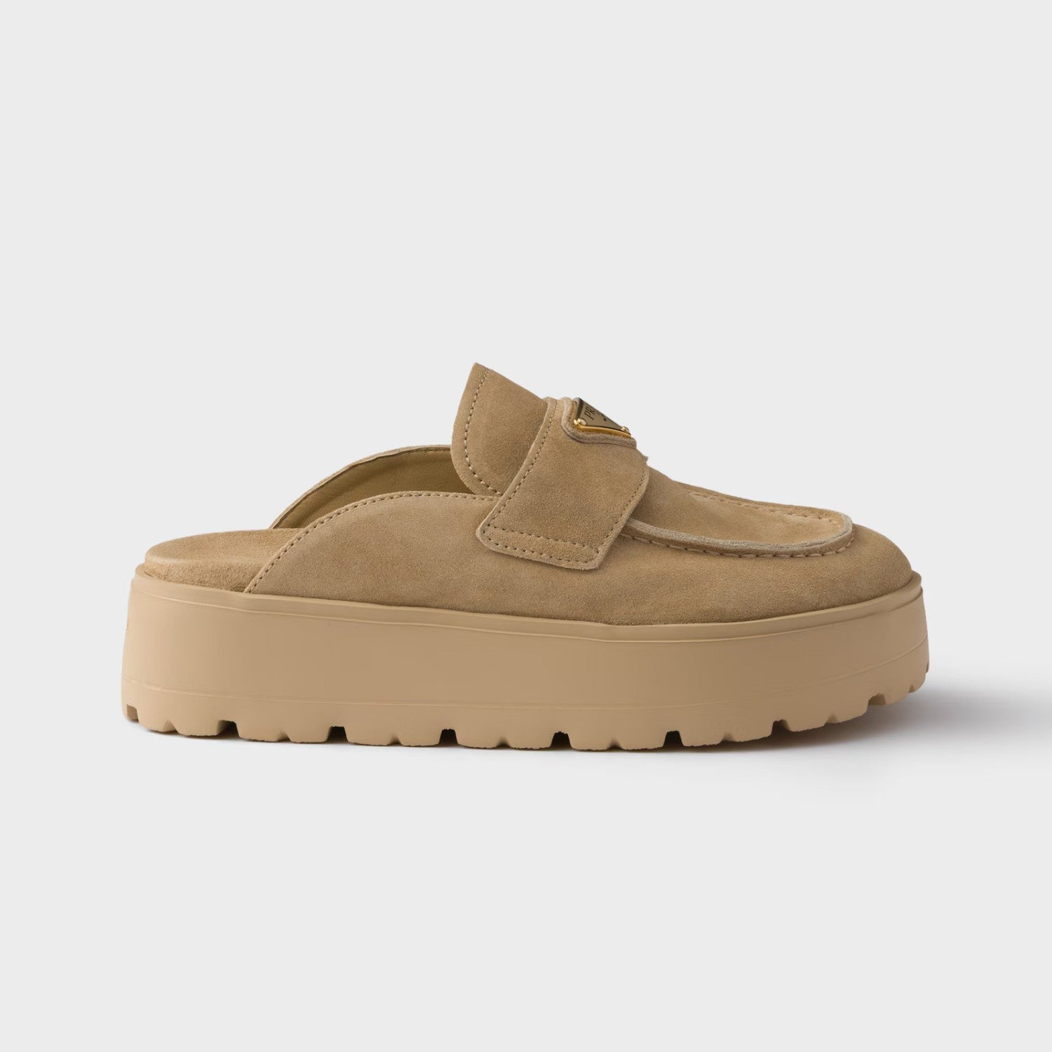 Prada Women's Spring And Summer Solid Color Suede Round Head Overfoot Leather Birkenstocks Slippers Shoes #76559