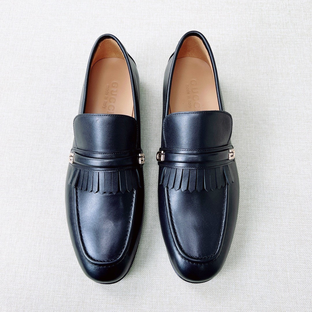 Gucci G Decorative Tassel Men's Loafers Spring And Summer Fashion Cowhide Comfortable Breathable Low-heeled Leather Shoes #76855