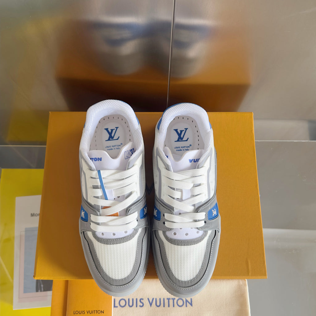 Louis Vuitton Men's LV Trainer Sneakers Round Toe Lace Up Solid Color Low Top Board Shoes Casual Shoes #76831