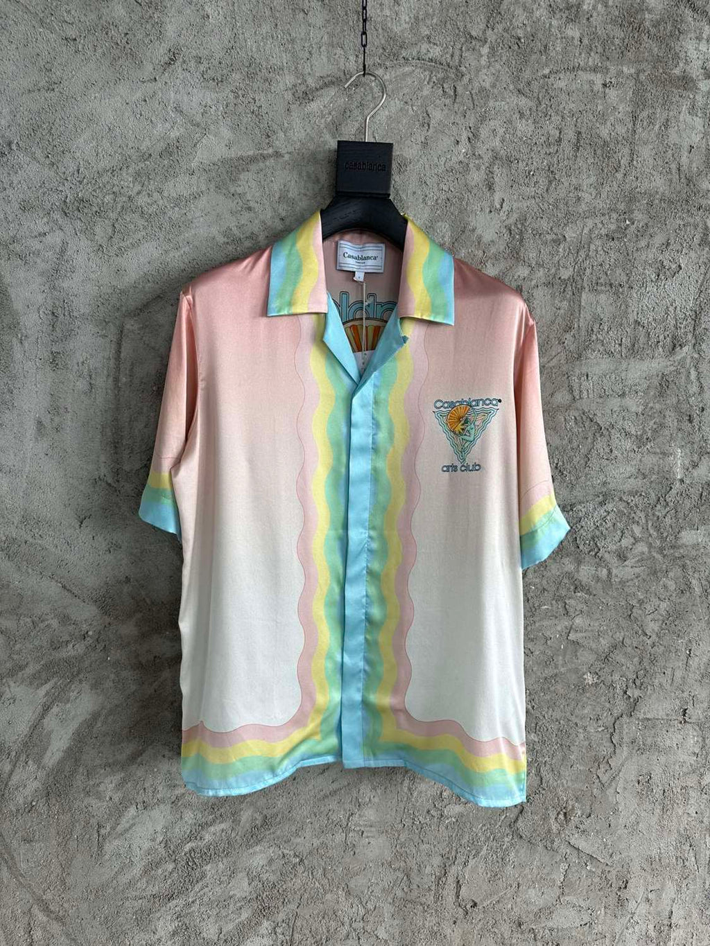 Casablanca Men's Summer Gradient Pattern Printed Single-Button Short-Sleeved Shirt and Casual Shorts Set Suit #77745