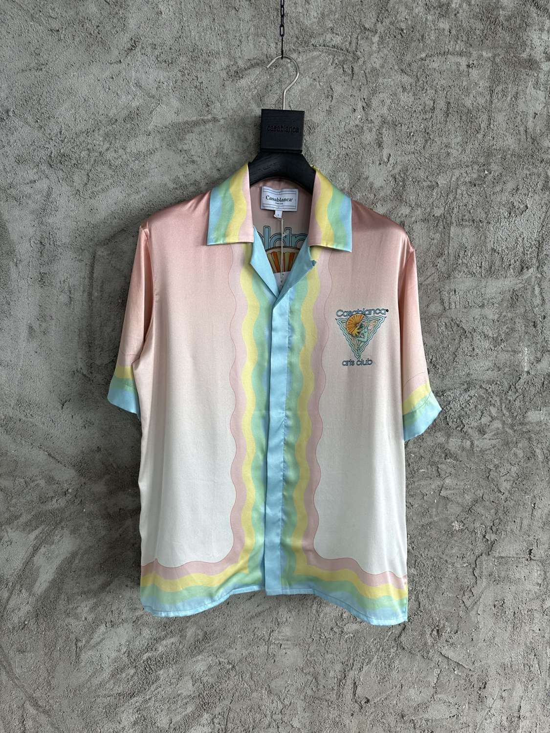 Casablanca Men's Summer Gradient Pattern Printed Single-Button Short-Sleeved Shirt and Casual Shorts Set Suit #77745