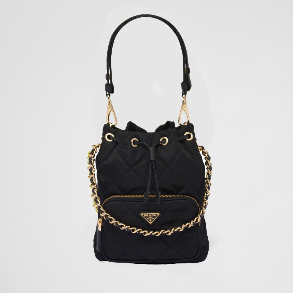 Prada Versatile Re-nylon Recycled Nylon Shoulder Bag Women's Mini Clutch With Diamond Quilting And Drawstring Closure 1bh0382aosvtoo #195681