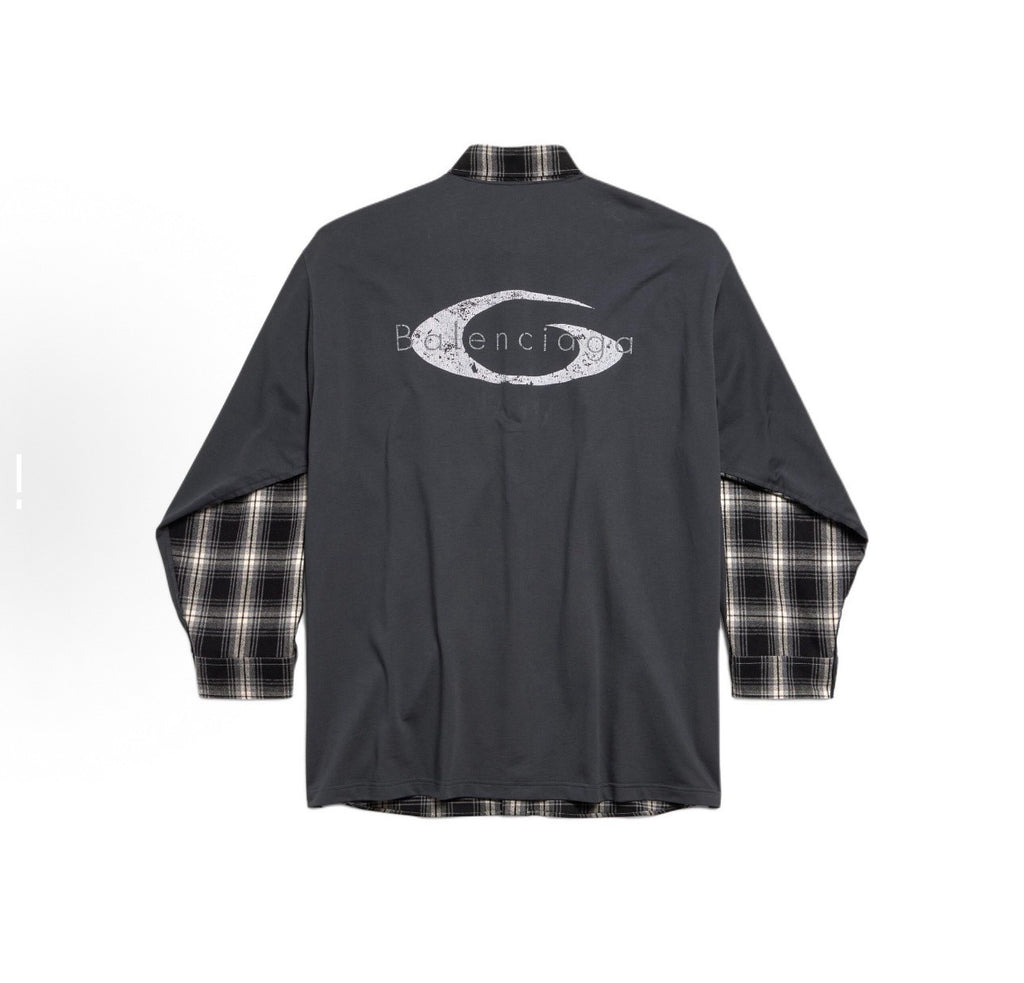 Balenciaga Men's Hybrid Overshirt in Blackgrey #333811