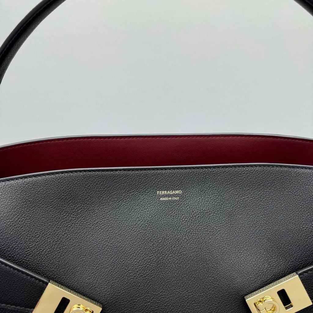 Ferragamo Hug Soft Women's Fashion Classic Leather Two Tone Shoulder Bag Tote Handbag Bag Bags #79436