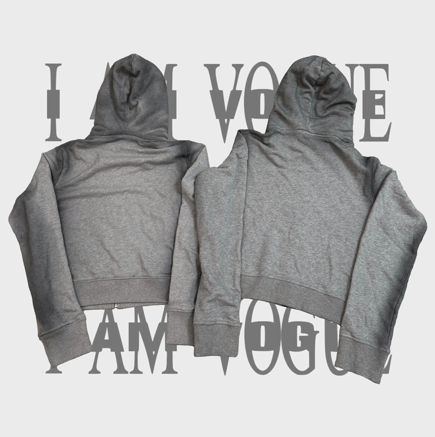 Mowalola Men's Fall And Winter Gray Dirty White Do Old Doublelayer Hooded Zipper Short Sweater High Street Casual Trend Jacket Ngvp #2413