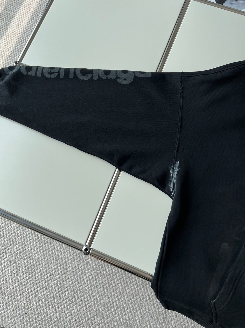 Balenciaga Men's Spring and Autumn Black Letter Printed Hooded Pullover Long Sleeve Sweatshirt #73213