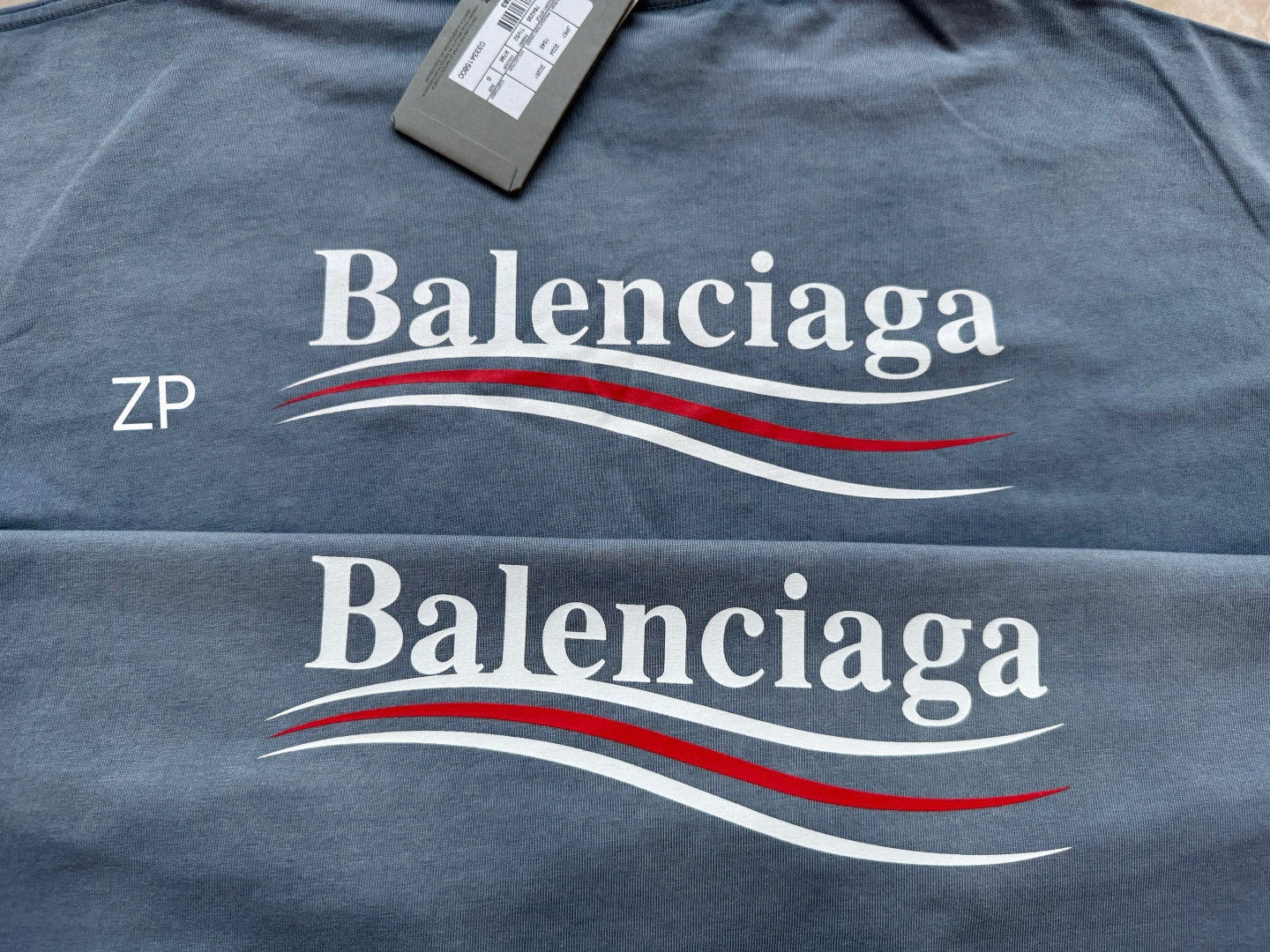 Balenciaga Men's Summer Half Turtleneck Cotton Washed Gradient Logo Print Short Sleeve Political Campaign T-Shirt #71898