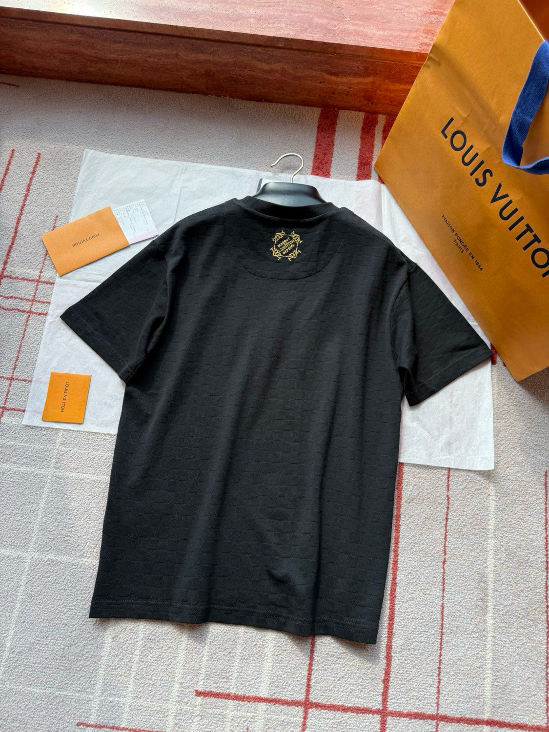 Louis Vuitton Men's Summer Solid Color Embroidered Letter Print Round Neck Cotton Short Sleeve T-Shirt #76463