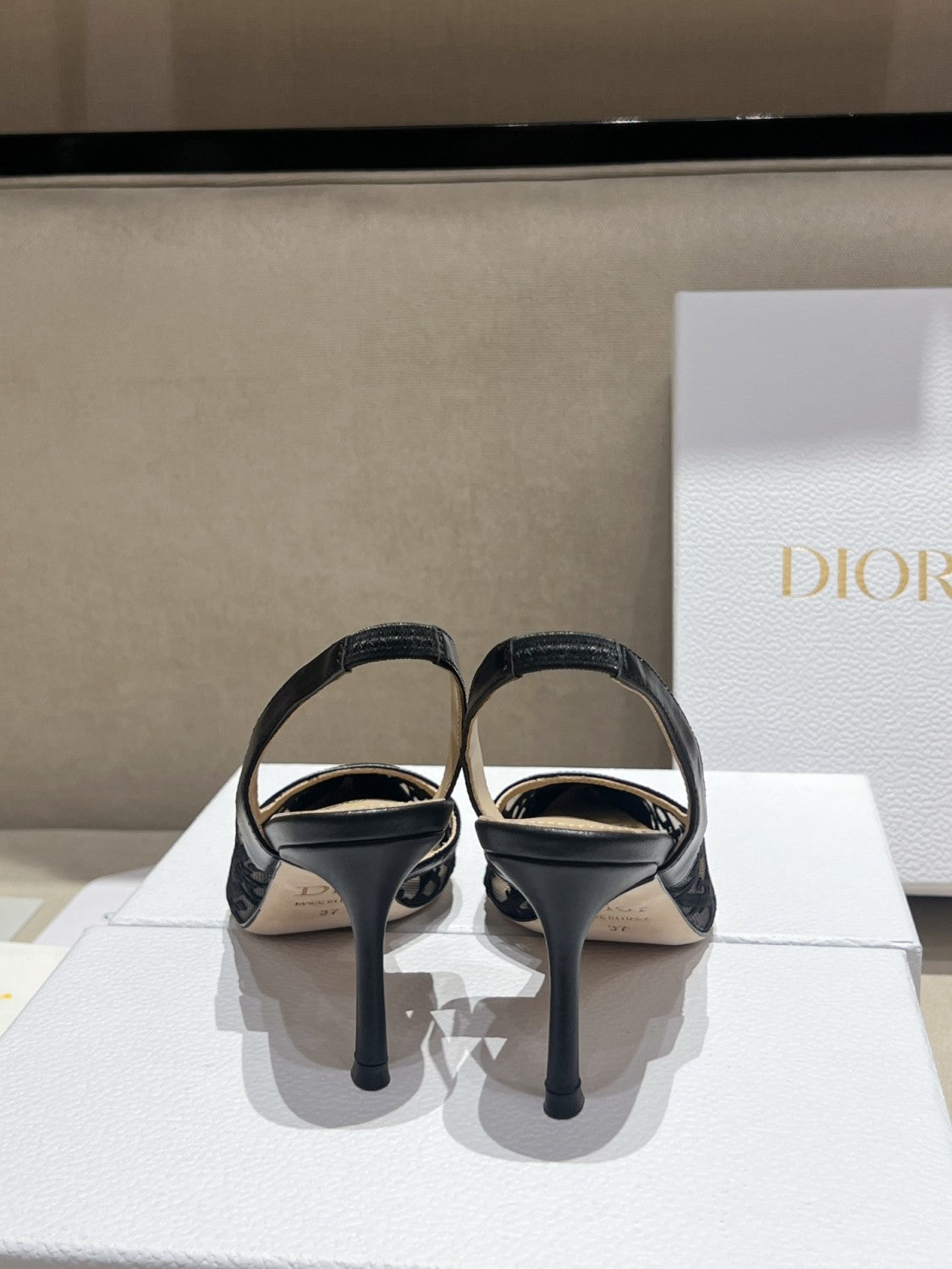 DIOR Adiorable Slingback Pump Black Dior Oblique Embroidered Mesh #380126