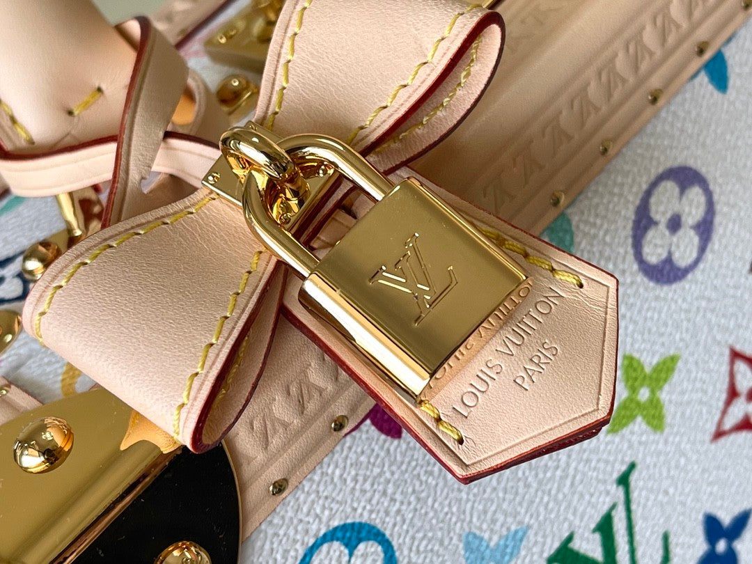 Louis Vuitton LV x TM Petite Valise Women's Detachable Adjustable Shoulder Strap Colorful Letter Printed Coated Canvas Single Shoulder Slanting Handbag Bag Bags #75435