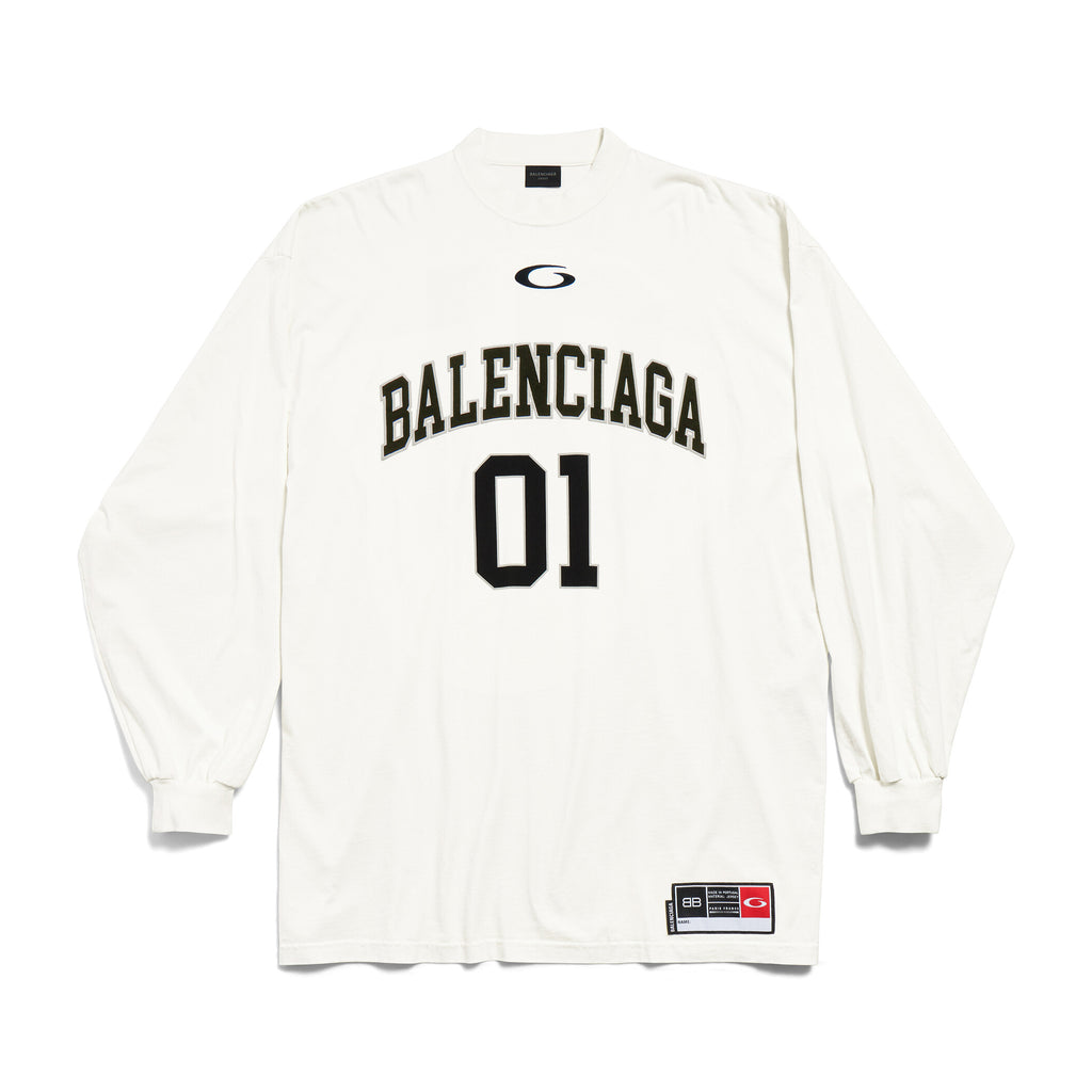 Balenciaga Men's Summer Letter Logo Print Round Neck Regular Fit Long Sleeve T-Shirt #74596