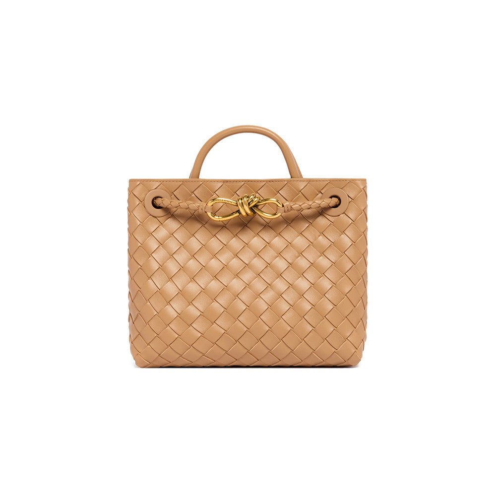 Bottega Veneta Andiamo Woven Design Leather Single Room Tote Women's Brown #332699