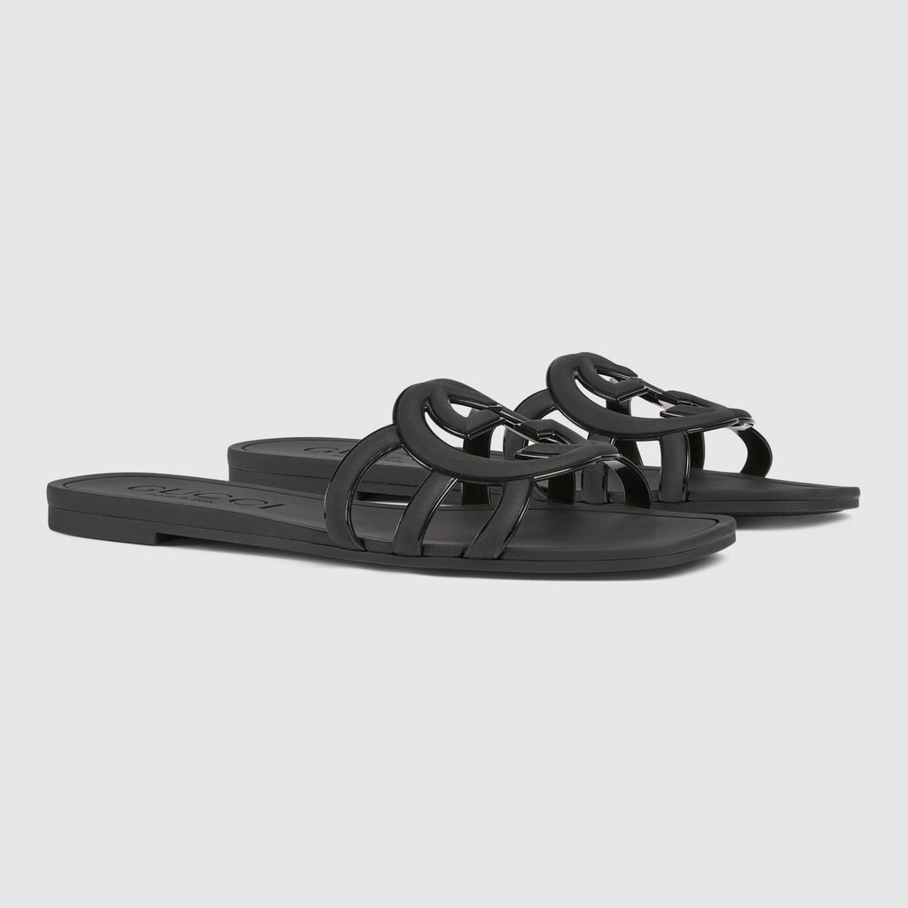Gucci Women's Summer Double G Hollow out Square Head Flat Slippers Solid Color Casual Shoes #81341