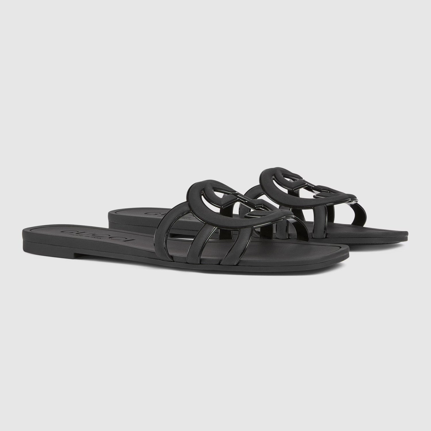 Gucci Women's Summer Double G Hollow out Square Head Flat Slippers Solid Color Casual Shoes #81341