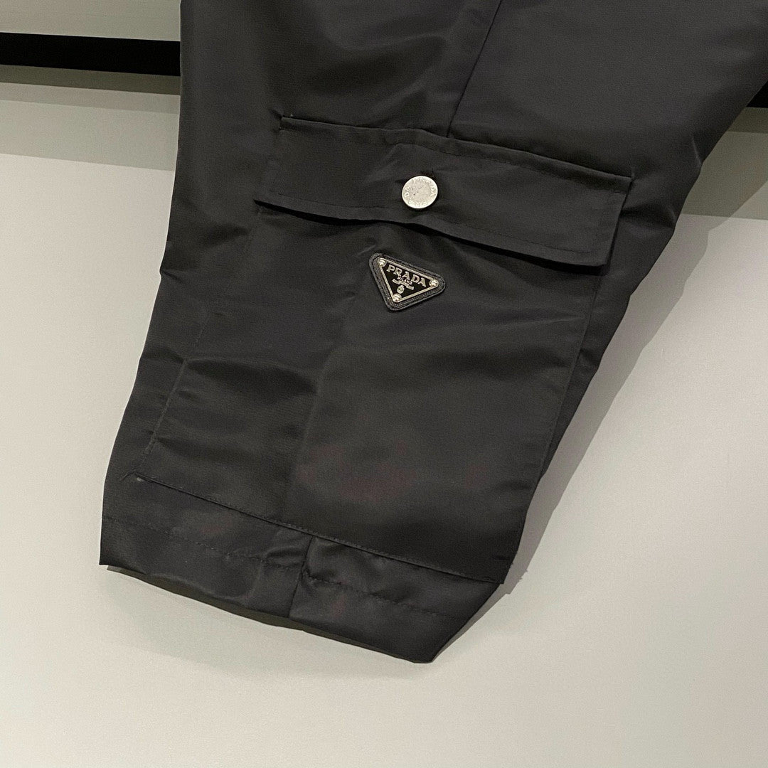 Prada Men's Summer Solid Colour Triangle Logo Nylon Casual Zip Up Shorts Pants #99229