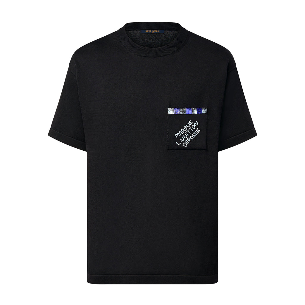 Louis Vuitton Men's Summer Beaded Letter Embellished Round Neck Cotton Short Sleeve T-Shirt #99716