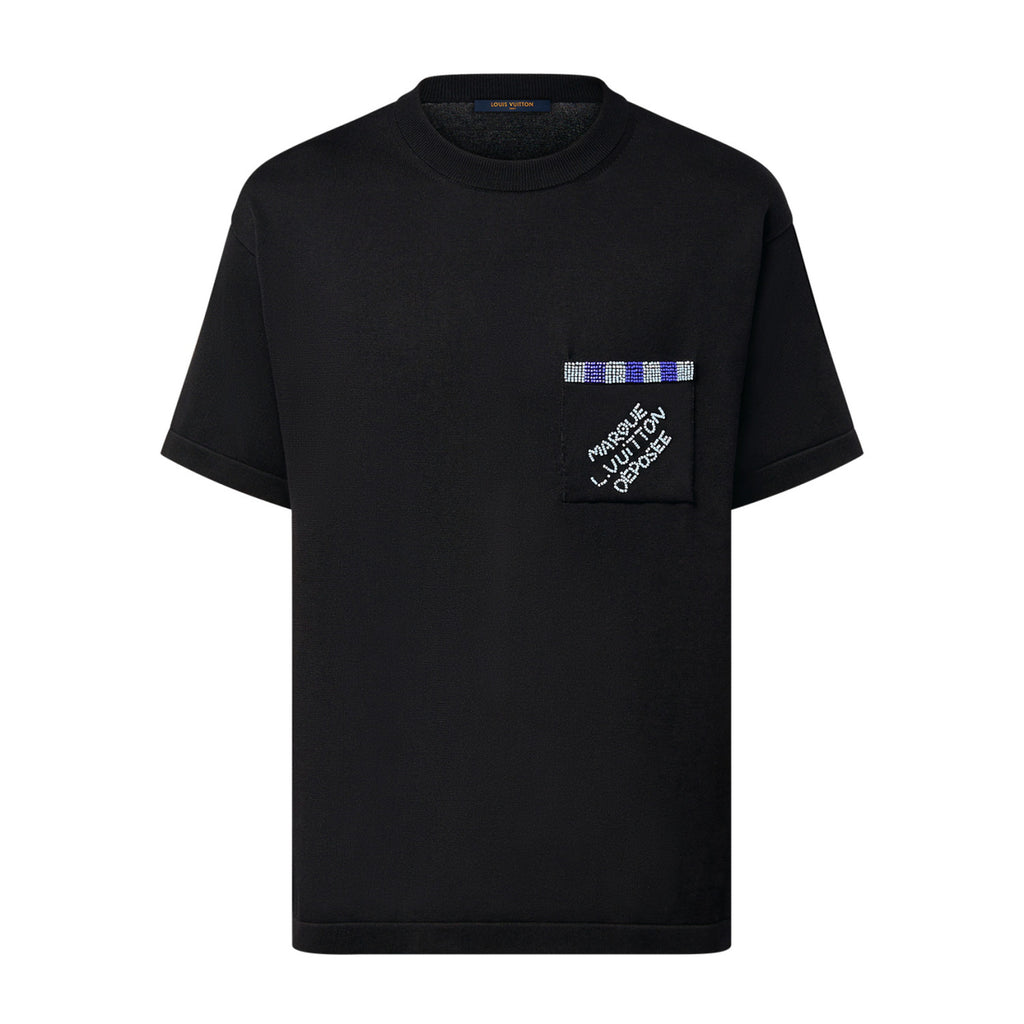 Louis Vuitton Men's Summer Beaded Letter Embellished Round Neck Cotton Short Sleeve T-Shirt #99716