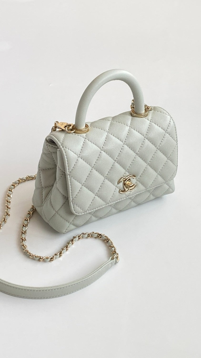 Chanel Women's Classic Leather Handbag Mini Checkered Leather Chain Strap Grained Embossed Calfskin Chain Bag Tote Bag Bags AS2215-B05061-94305 #78692