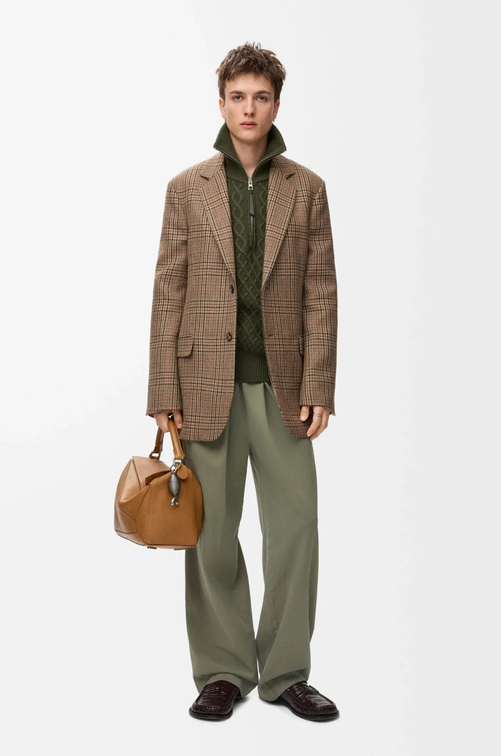 LOEWE Belted jacket Pants cotton Green #334233