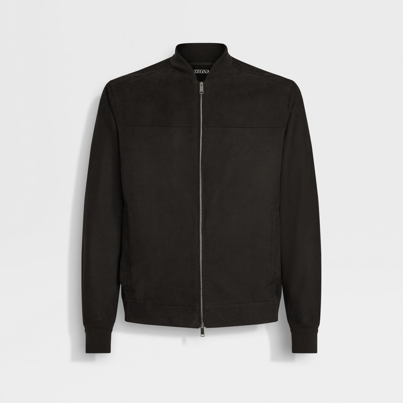 Ermenegildo Zegna Men's Secondskin Pilot Jacket Spring/Autumn Solid Color Baseball Collar Long Sleeve Zipper Leather Jacket Ngvp #2289