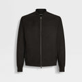 Ermenegildo Zegna Men's Secondskin Pilot Jacket Spring/Autumn Solid Color Baseball Collar Long Sleeve Zipper Leather Jacket Ngvp #2289