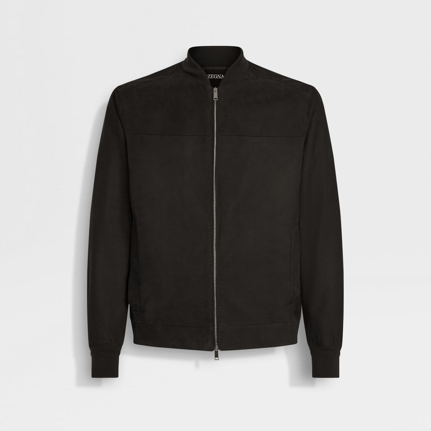 Ermenegildo Zegna Men's Secondskin Pilot Jacket Spring/Autumn Solid Color Baseball Collar Long Sleeve Zipper Leather Jacket Ngvp #2289