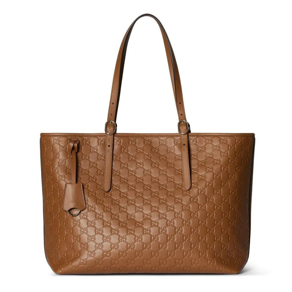 Gucci GG Emblem Debossed Leather Tote #335611