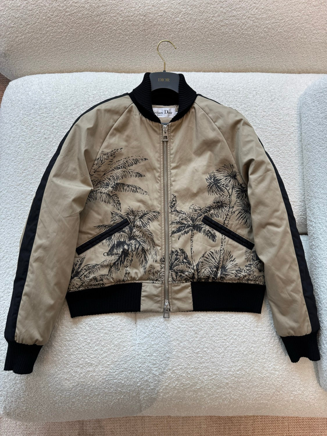 Dior Dioriviera Men's And Women's Fall/Winter Fashion Casual Color Block Zipper Palms Rui Print Pilot Jacket #79487