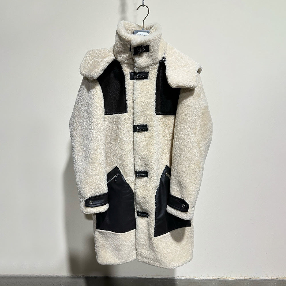 Hermes Men's Fall And Winter Long Multi-Pocket Shearling Fur Zipper Loose Casual Jacket Removable Hooded Coat Ngvp #7411