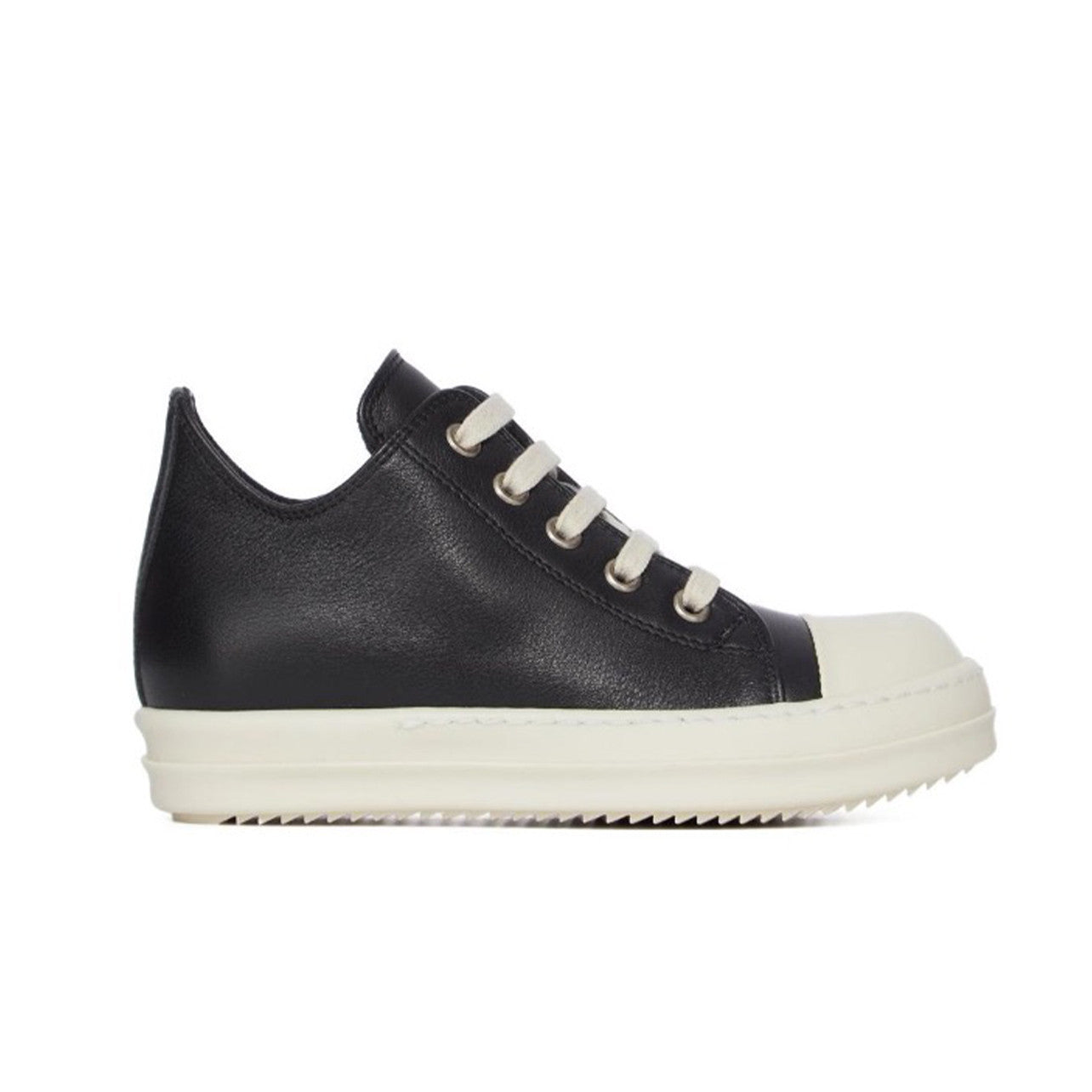 Rick Owens Kid's Four Seasons Retro Cowhide Low Top Round Toe Lace Up Black Casual Shoes #31333